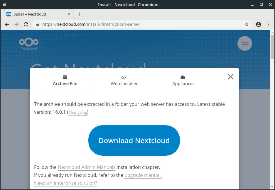 nextcloud-server-download-page
