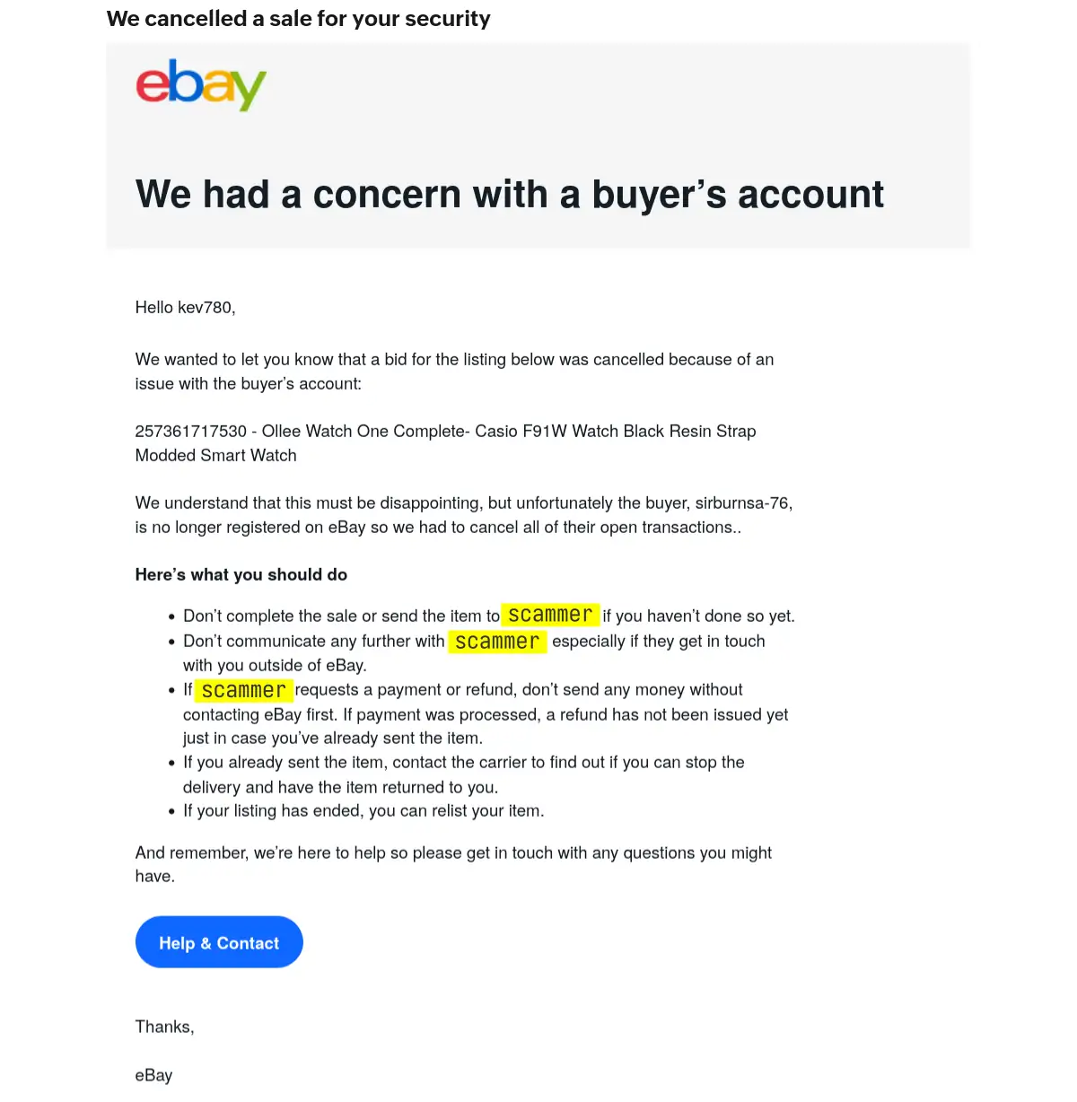 eBay email
