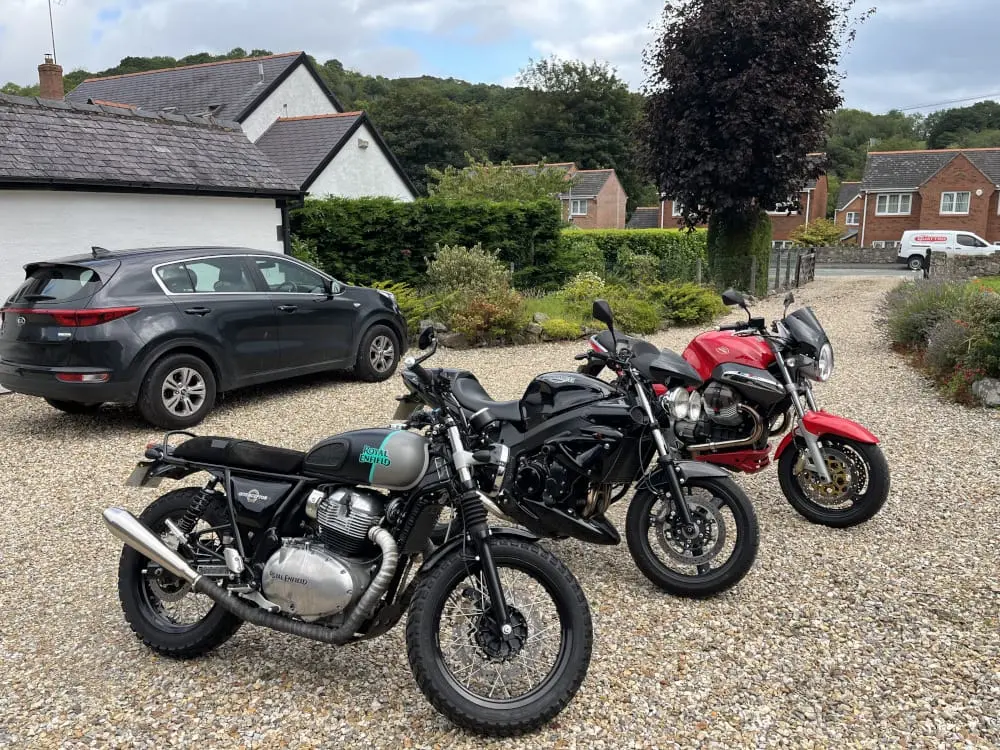 My motorbikes lined up on the drive