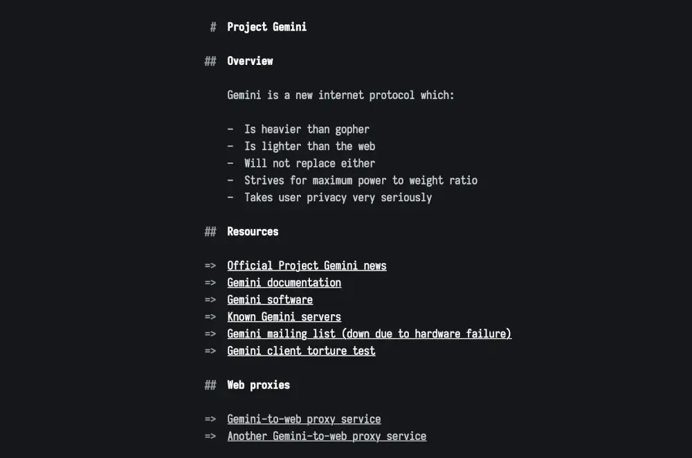 An example Gemini site