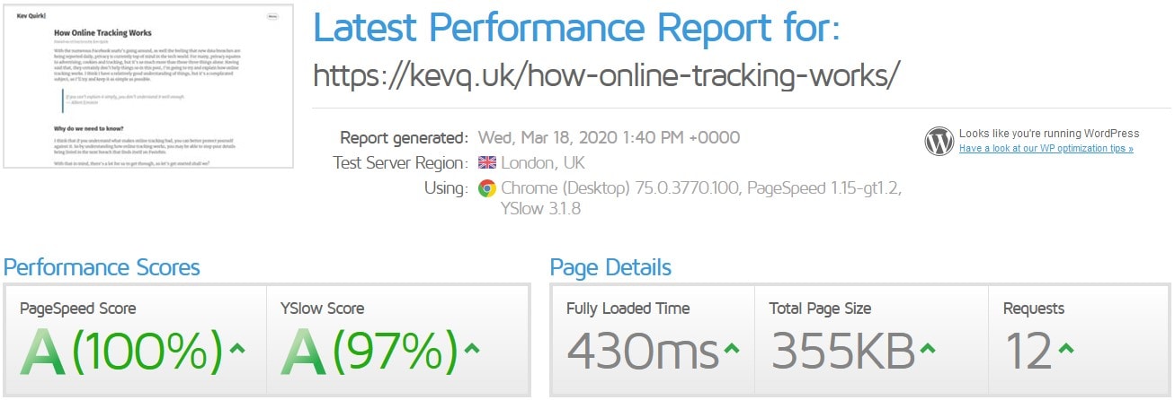 London test results