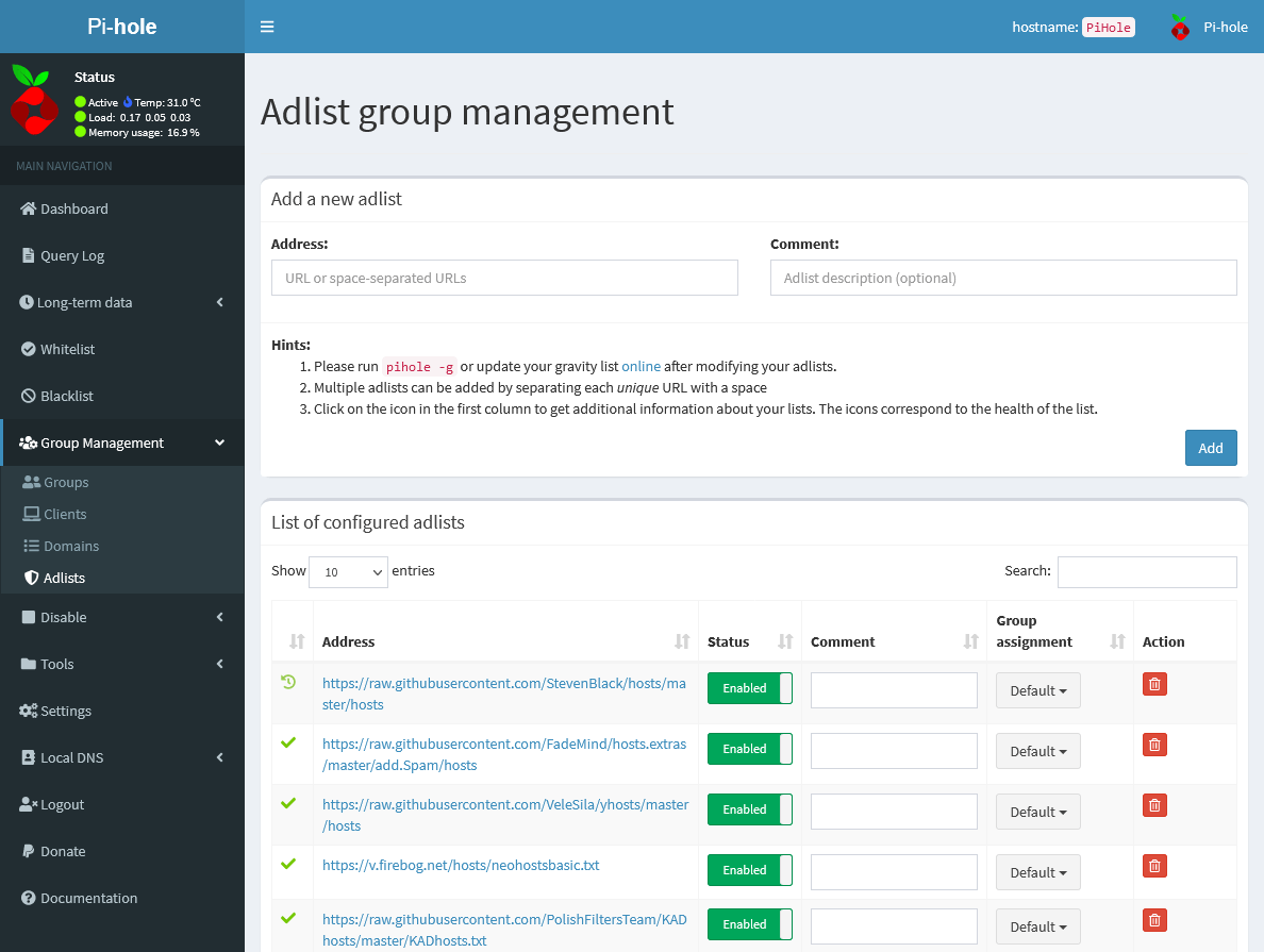 How To Restore The Default PiHole Block List Kev Quirk