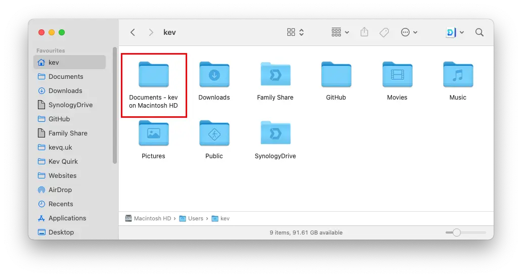 Weird documents folder in Finder