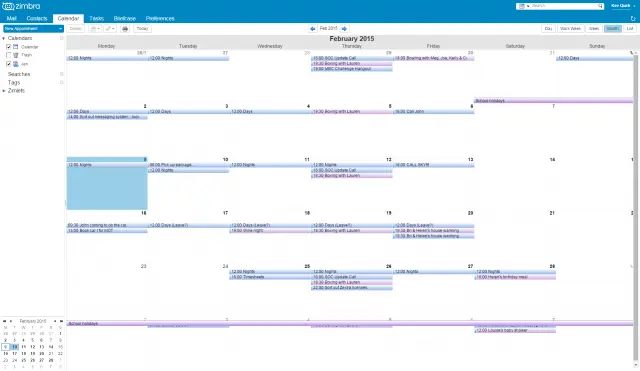 Our shared calendars in Zimbra