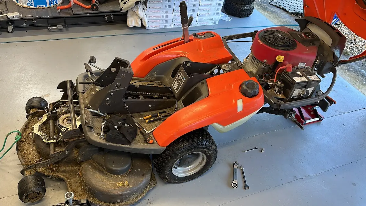 Mower stripped down further