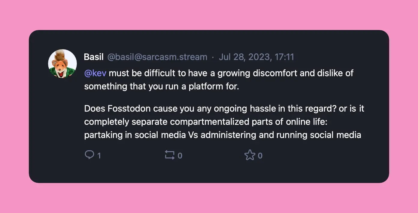 A post from Basil on Mastodon