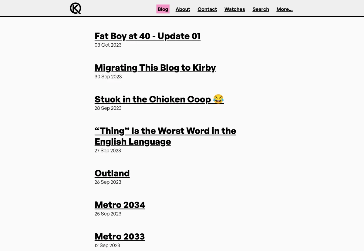 My site in September 2023 (light mode)